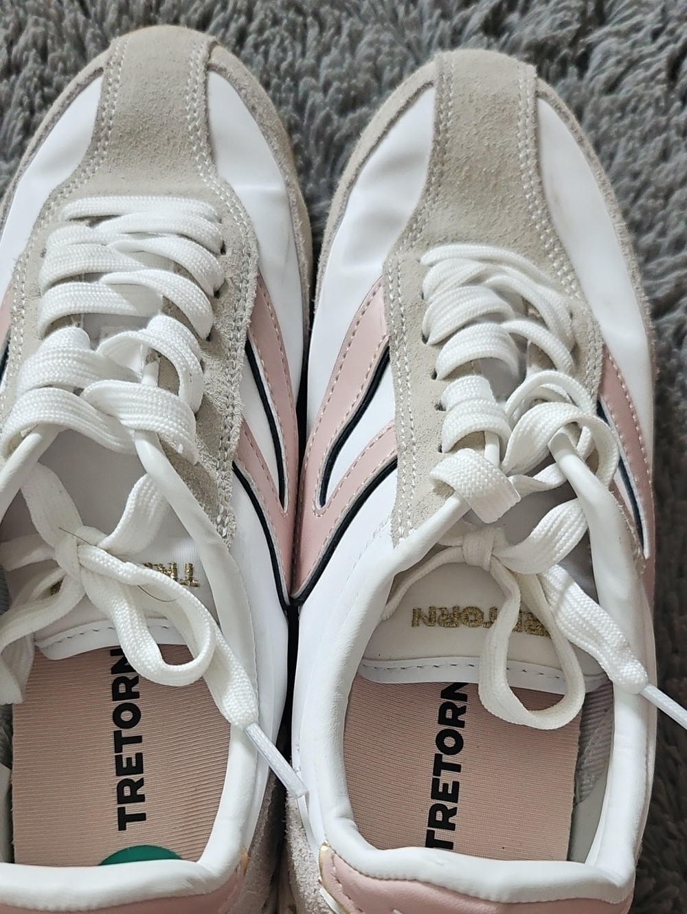 Tretorn White, Pink & Beige Retro Runner Sneakers